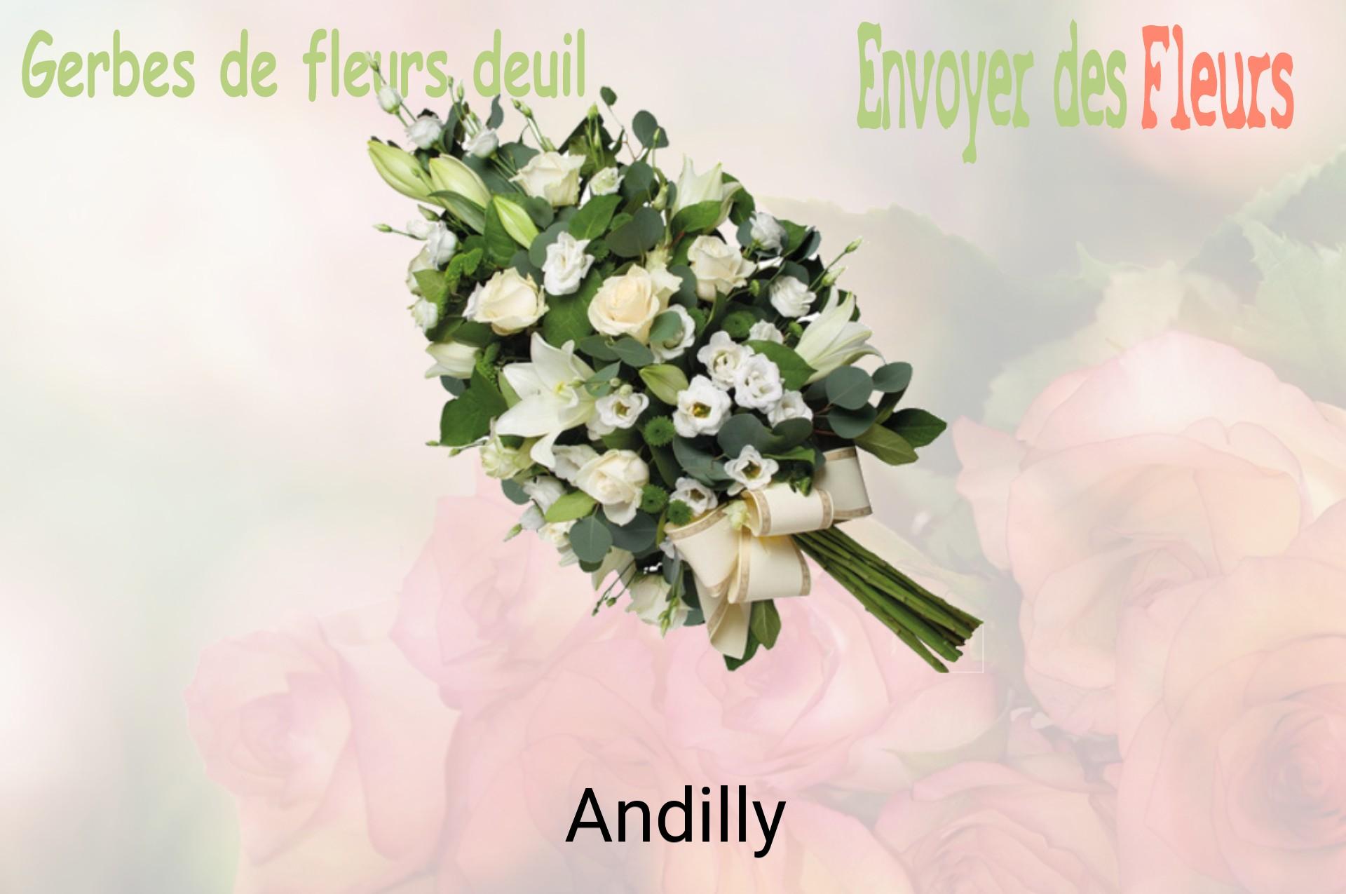 Gerbe de fleurs de deuil livrée à Andilly